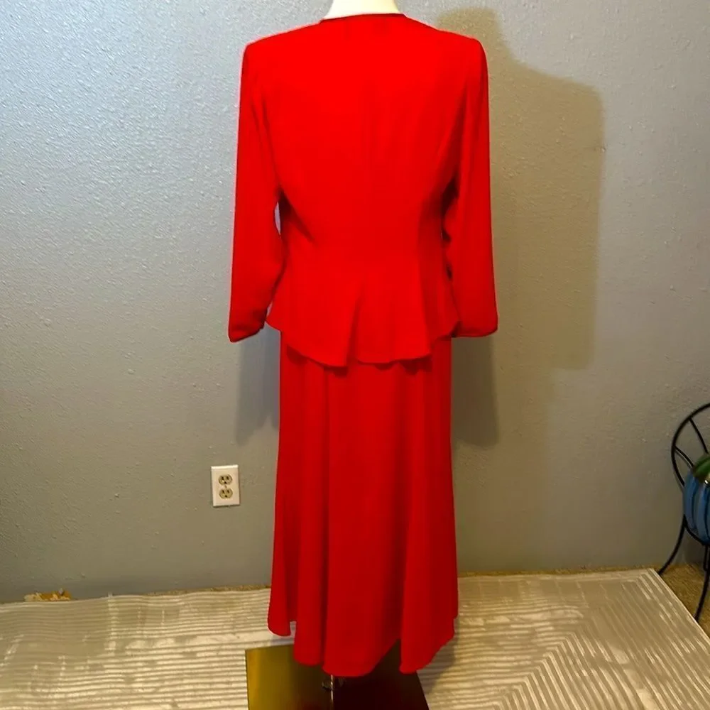 Vintage Ursula of Switzerland red embroidered 2PC women’s dress suit size 8P